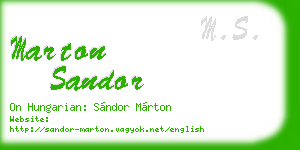 marton sandor business card