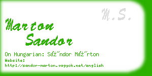 marton sandor business card